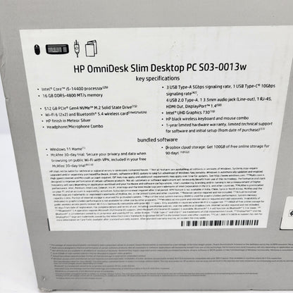 New HP OmniDesk Slim B5RX7AA Core i5-14400 2.50GHz 16GB RAM 512GB SSD