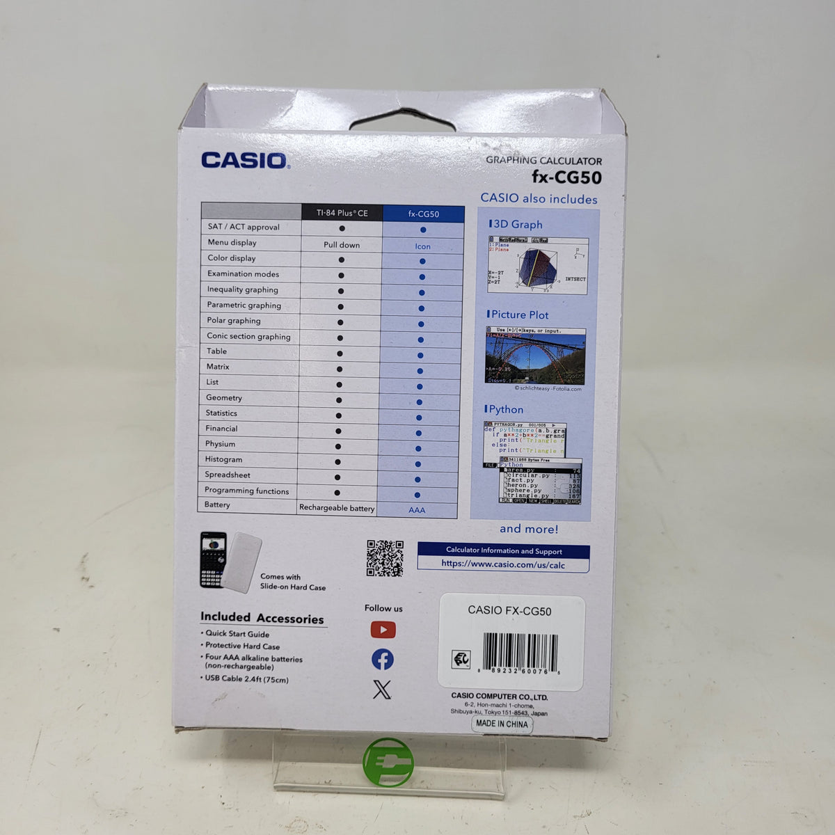 New Casio FX-CG50 Prizm Graph Calculator Black