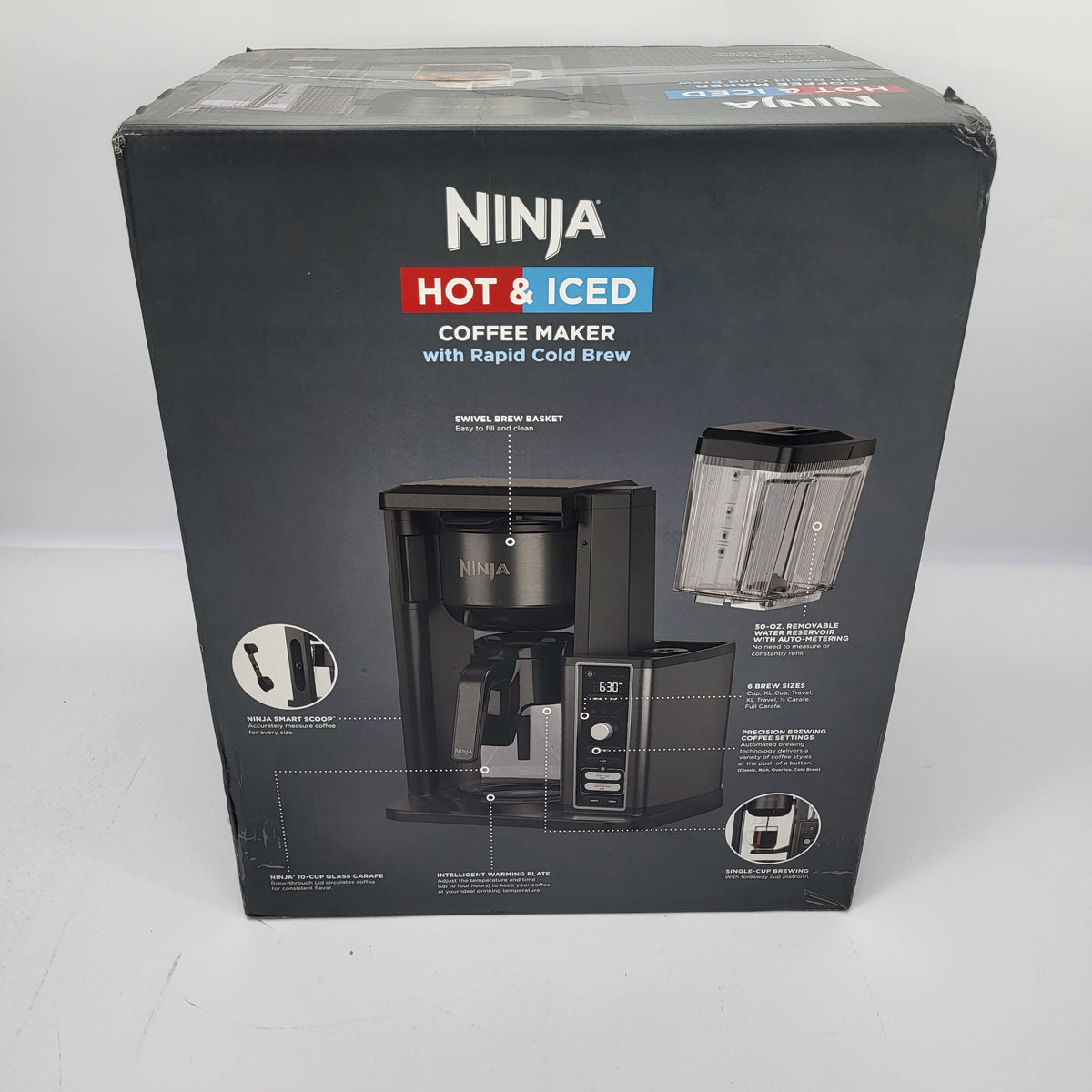 New Ninja Hot & Iced 10-Cup Drip Coffee Maker 4 Brew Styles Rapid Cold Brew 