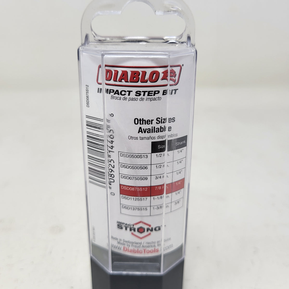 New Diablo 7/8" Metal Impact Step Drill Bit Hex Shank 1 Pk DSD0875S12