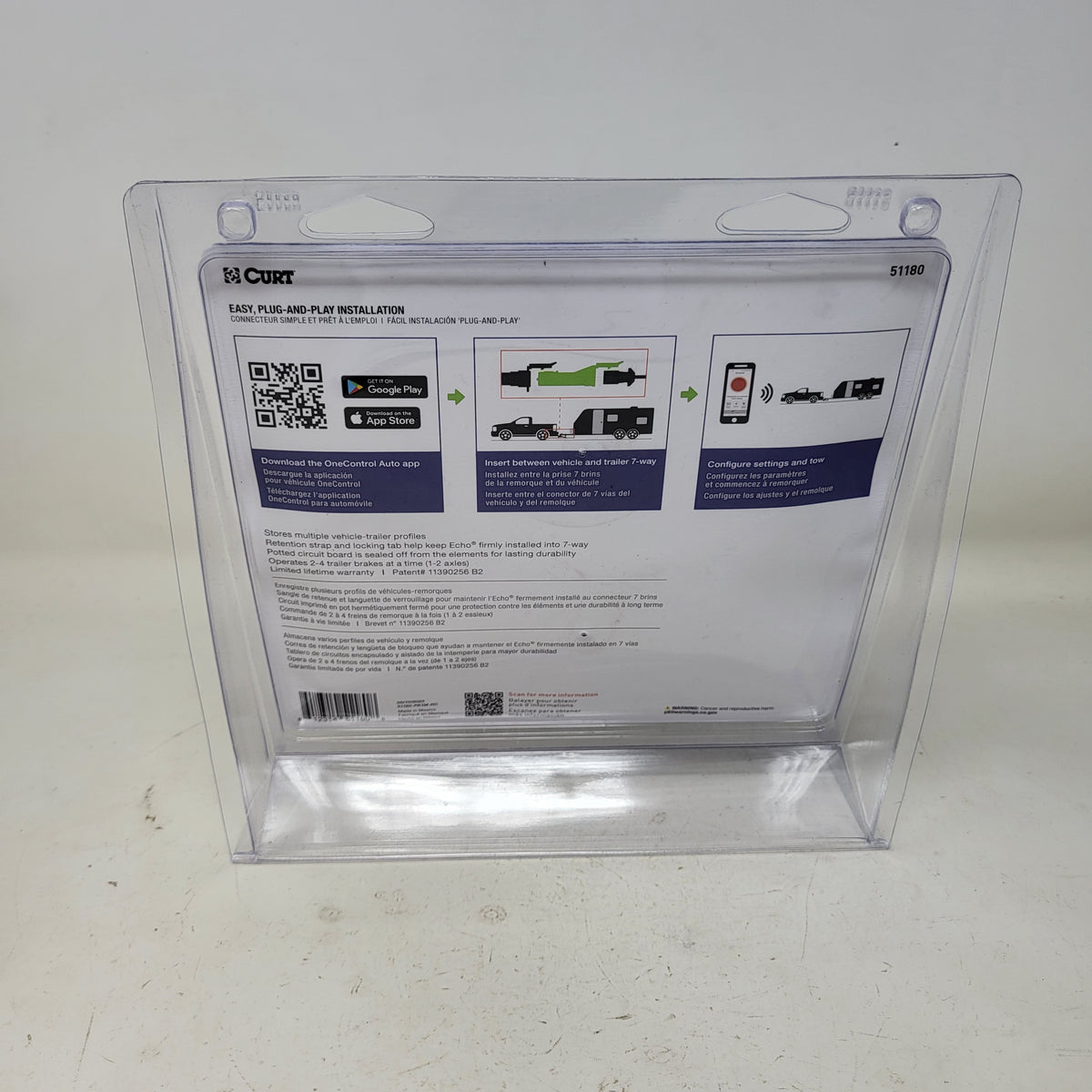 New CURT 51180 Echo Mobile Trailer Brake Controller Bluetooth Wireless 7-Way