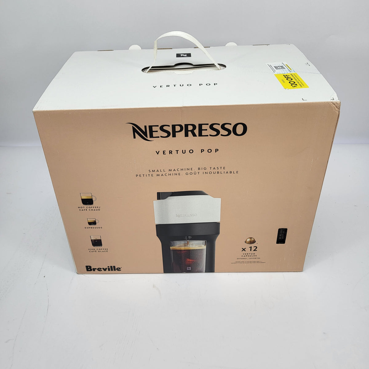 New Nespresso Vertuo Pop+ Coffee Machine by Breville Coconut White BNV120WHT