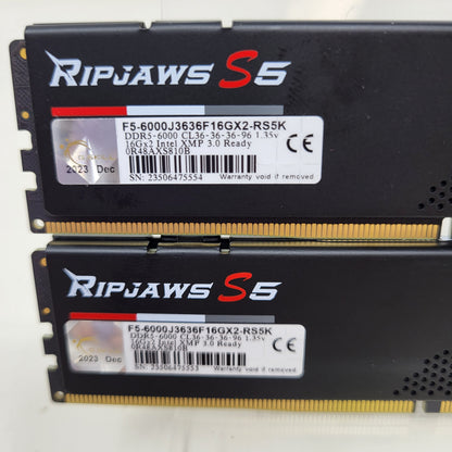 G.Skill RipJaws 32GB (2x16GB) RAM DDR5 6000MHz F5-6000J3636F16GX2-RS5K
