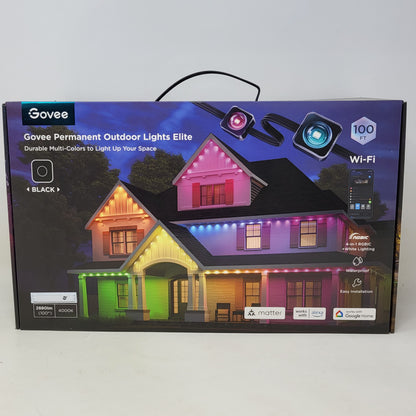 New Govee Permanent Outdoor Lights Elite 100ft Wi-Fi RGBIC LED Black H805A