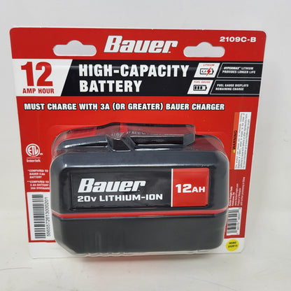 New Bauer 2109C-B - 20V Li-Ion 12Ah High-Capacity Battery Pack Black