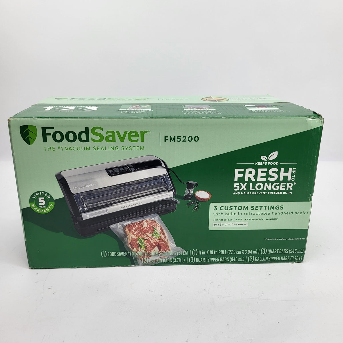 New FoodSaver FM5200 Series 2-in-1 Vacuum Sealing System for Food Preservation