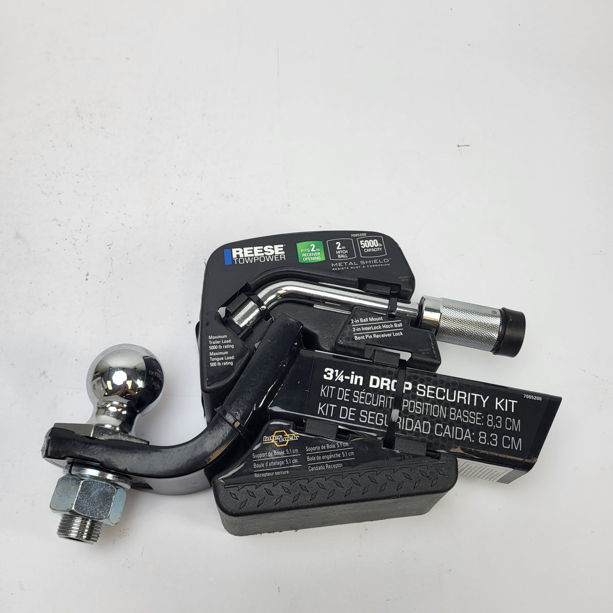 New Reese Towpower 7005200 2" Ball Mount 3-1/4" Drop Trailer Hitch Security Kit