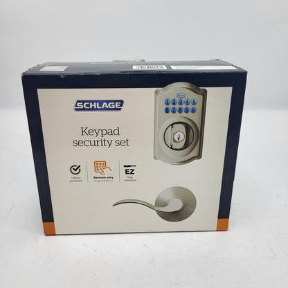 New Schlage Keypad Security Set Lever Combination Lock Set Satin Nickel