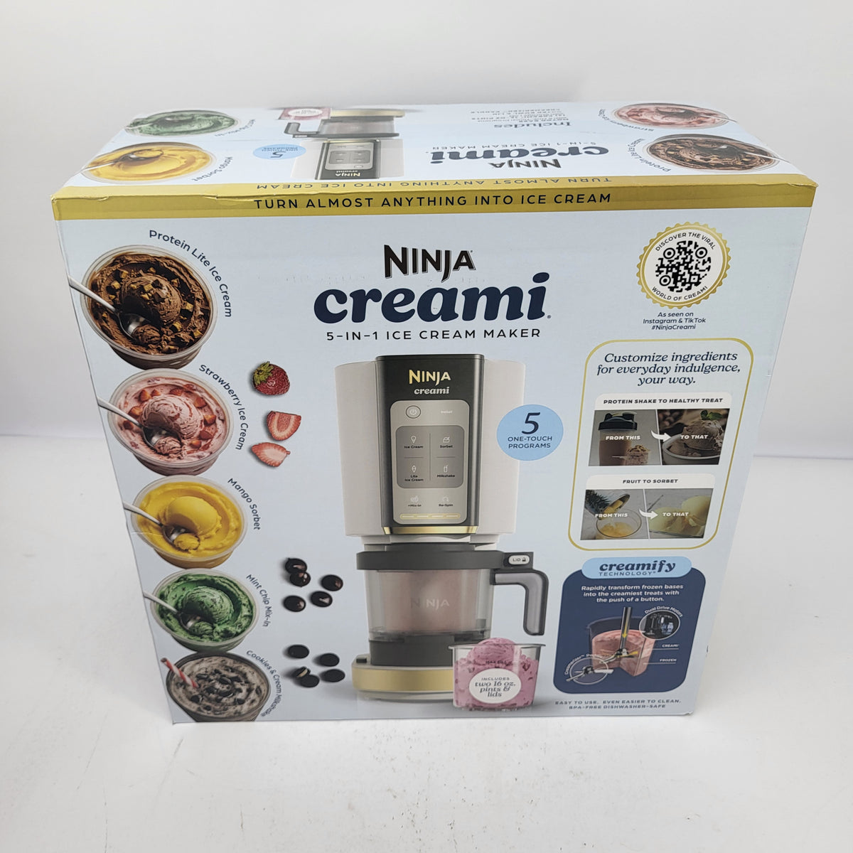 New Ninja NC350 32 oz Ice Cream & Frozen Treat Maker Silver / White