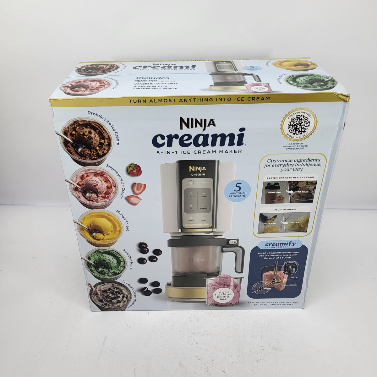 New Ninja NC350 32 oz Ice Cream & Frozen Treat Maker Silver / White