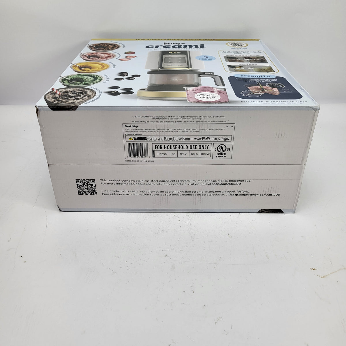 New Ninja NC350 32 oz Ice Cream & Frozen Treat Maker Silver / White