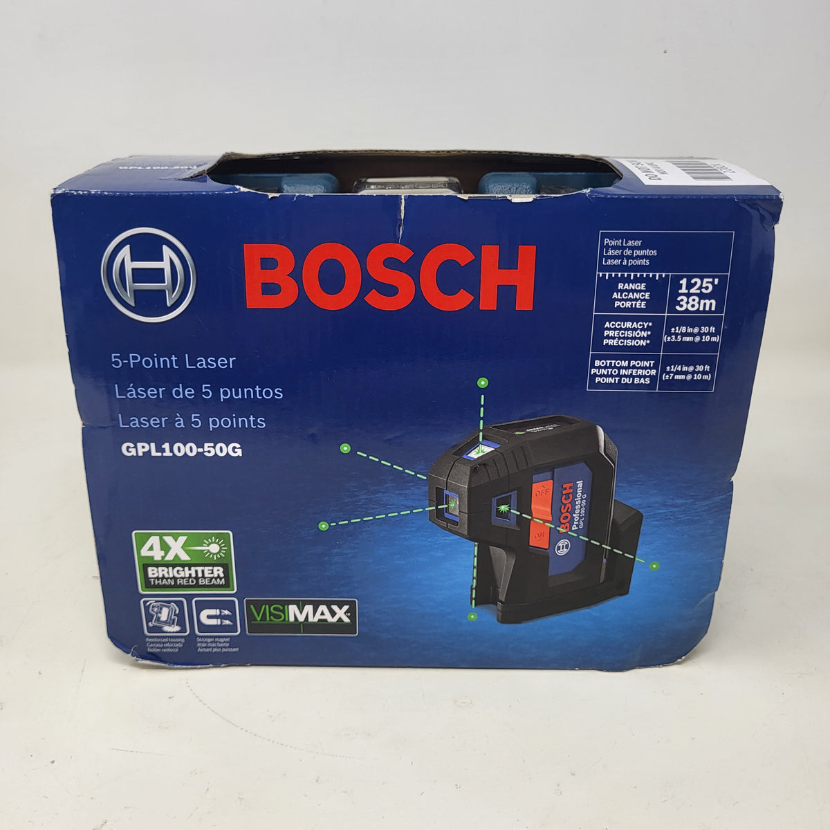 New Bosch GPL100-50G 5-Point Green Beam Laser Level 125 ft, 4X Brighter