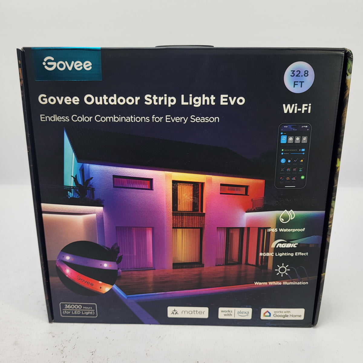 New Govee Wi-Fi Bluetooth Smart Outdoor LED Strip Light 32ft