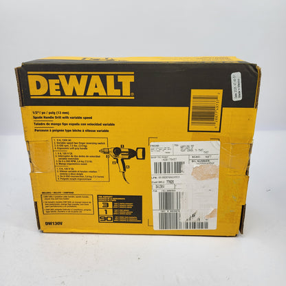 New Dewalt Electric Drill Spade Handle, 1/2-Inch, 9-Amp DW130V