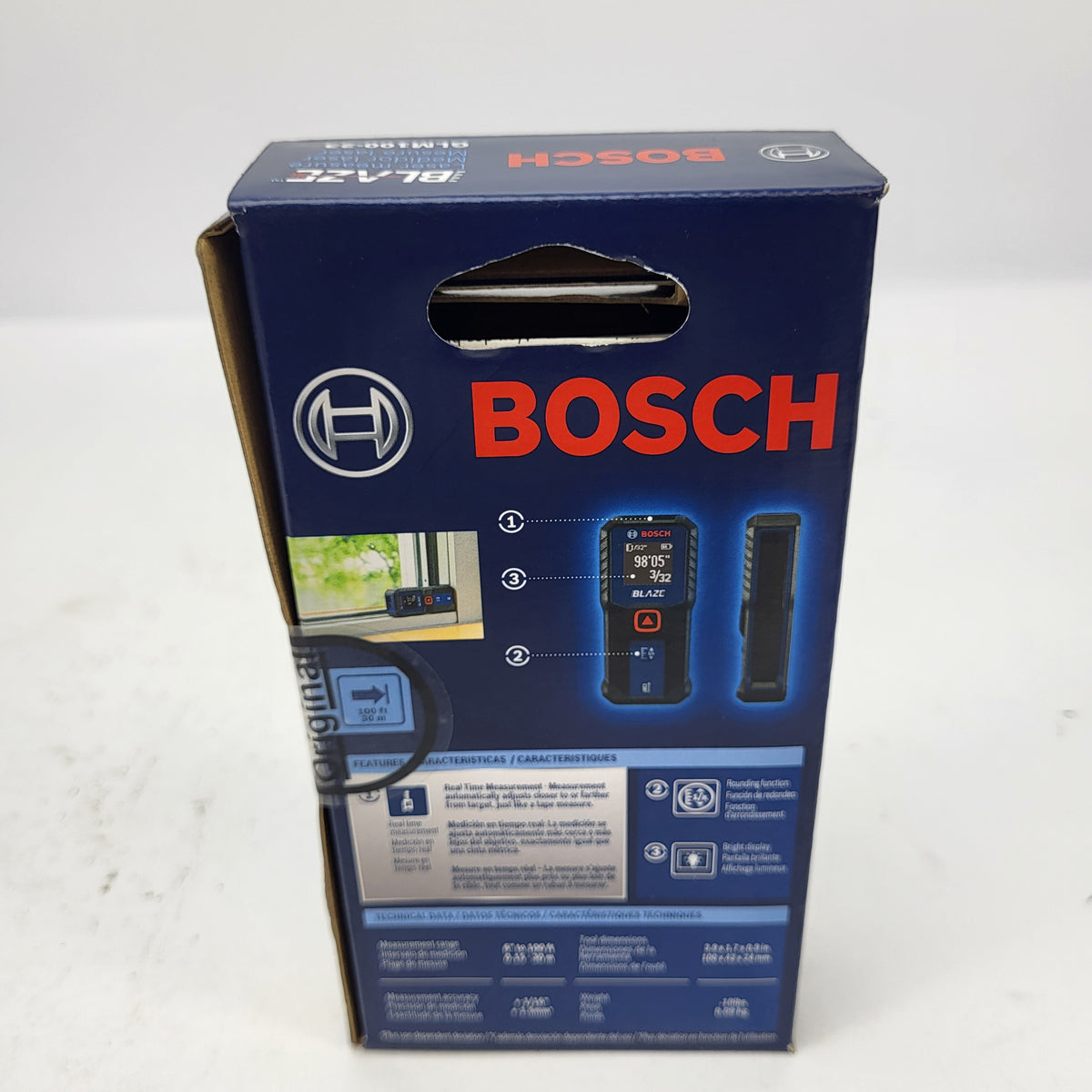 New Bosch Blaze 100ft Backlit Laser Measure GLM100-23