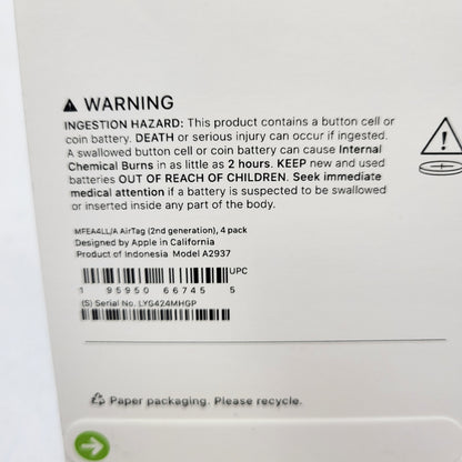 New Apple Airtag (2nd Gen) 4 Pack White MFEA4LL/A 