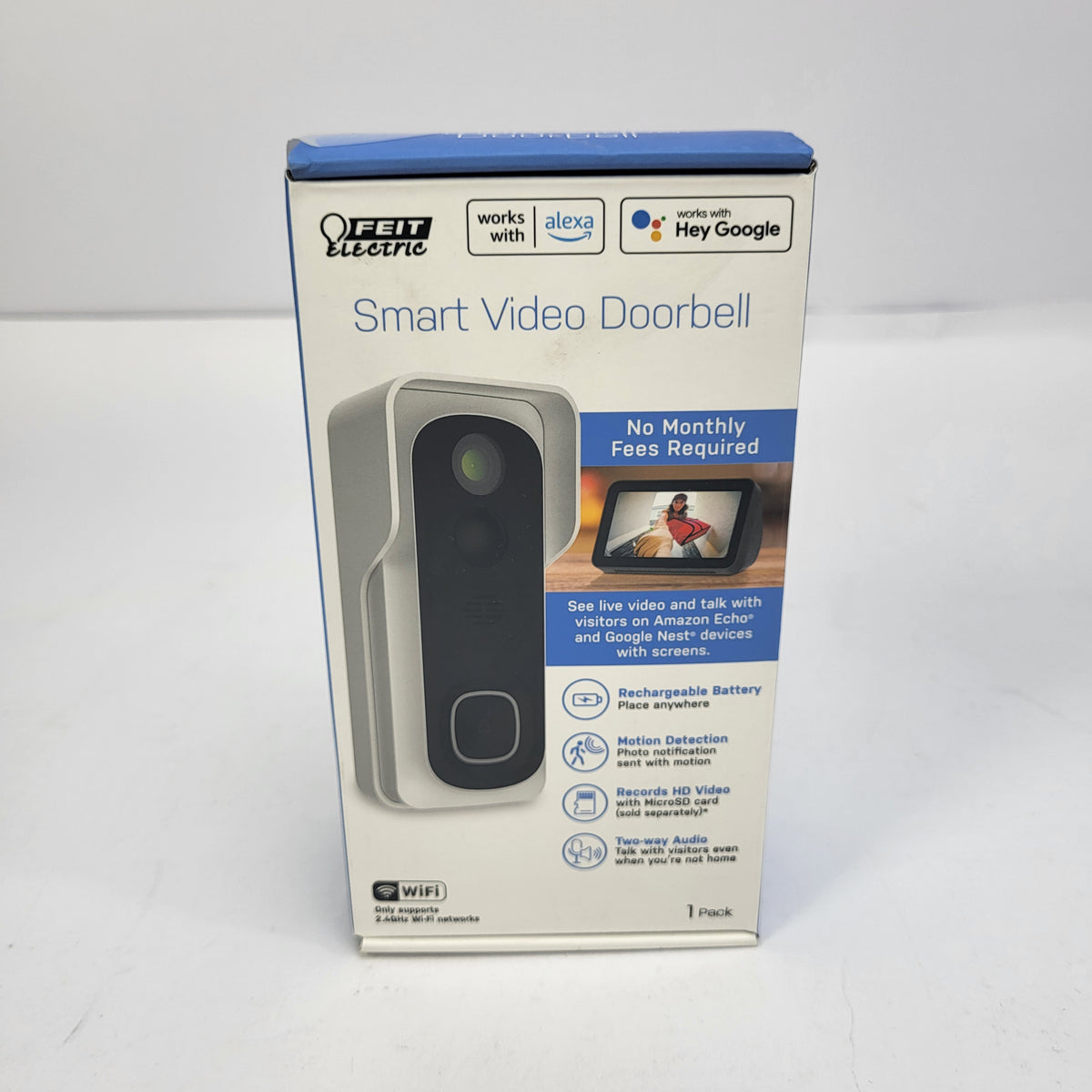 New Feit Electric CAM/DOOR/WIFI/BATG2 Smart Video Doorbell 1080p