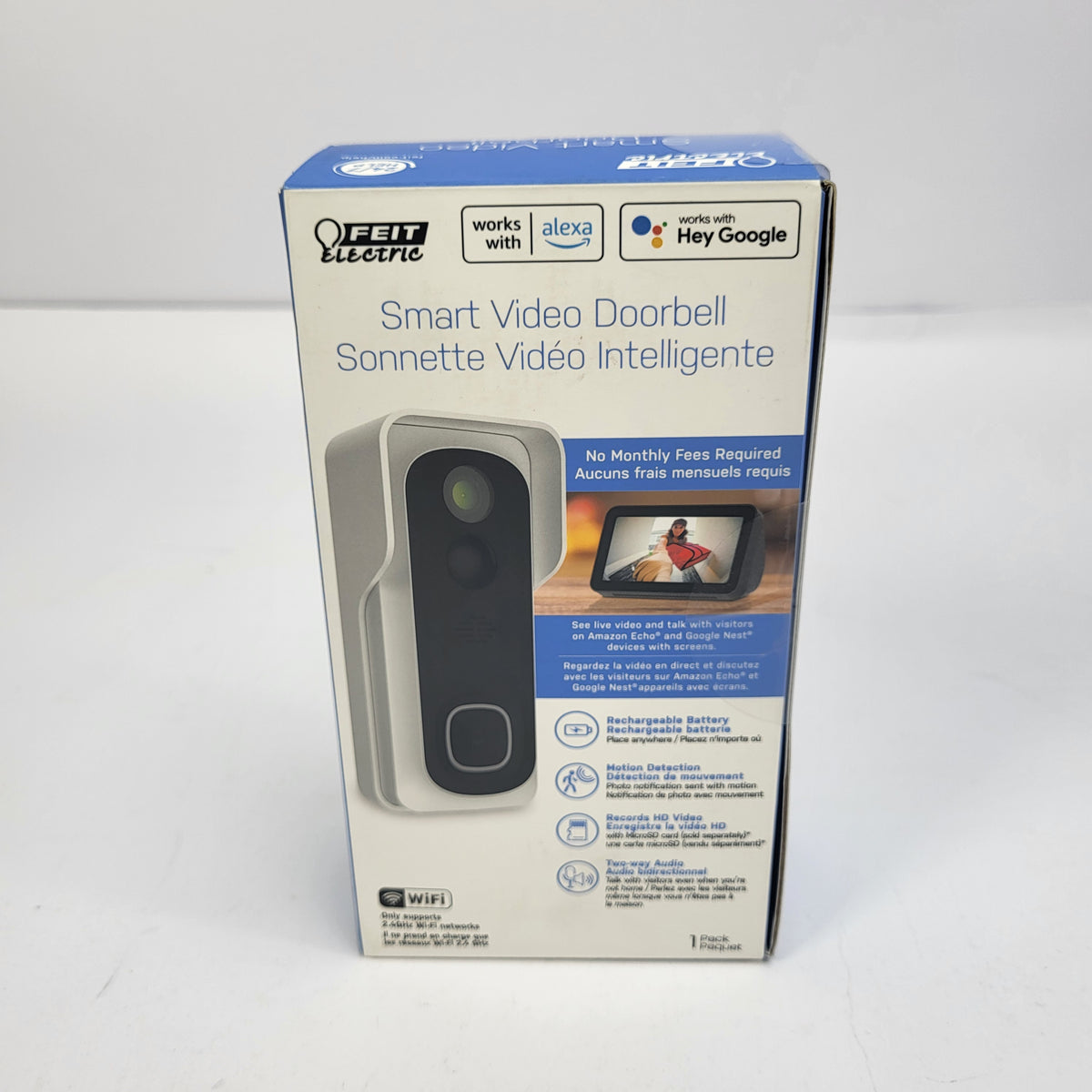 New Feit Electric CAM/DOOR/WIFI/BATG2 Smart Video Doorbell 1080p