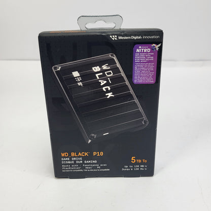 New WD External BLACK P10 Game Drive 5TB USB 3.2 Gen 1 HDD WDBA3A0050BBK-WEWM