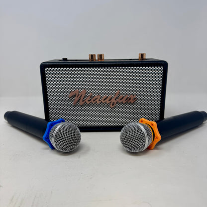 Niaufux Retro Karaoke Machine with Two Wireless Microphones, Portable Speaker