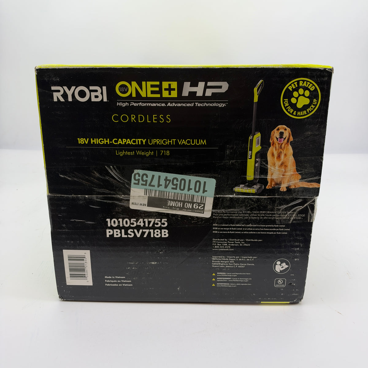 New Ryobi ONE+ HP High-Capacity Stick Vacuum 18V PBLSV718B