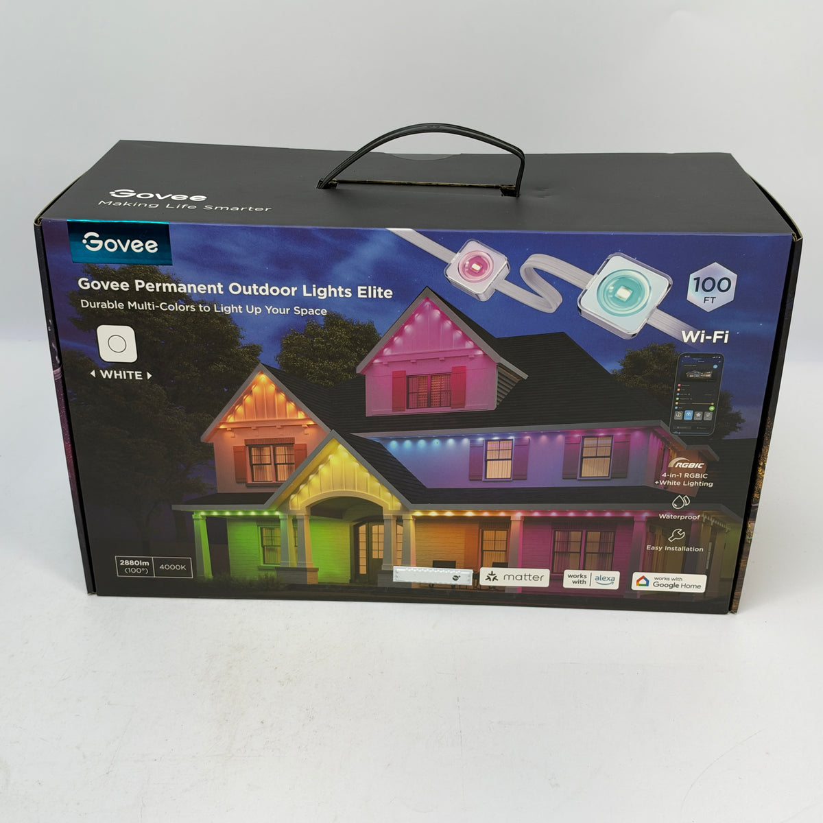 New Govee Permanen Outdoor String Lights 100ft Wi-Fi RGBIC White