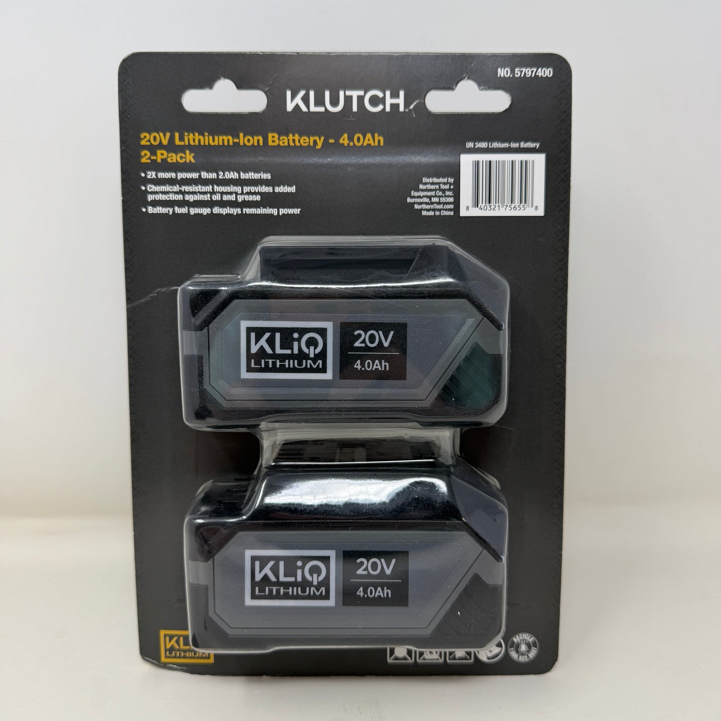 New Klutch 5797400 20V 4.0Ah Lithium-Ion Battery 2-Pack Genuine OEM