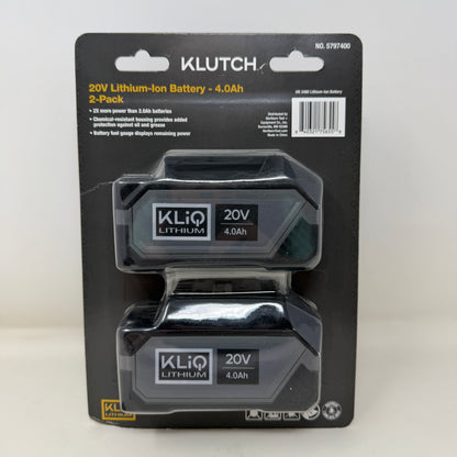 New Klutch 5797400 20V 4.0Ah Lithium-Ion Battery 2-Pack Genuine OEM