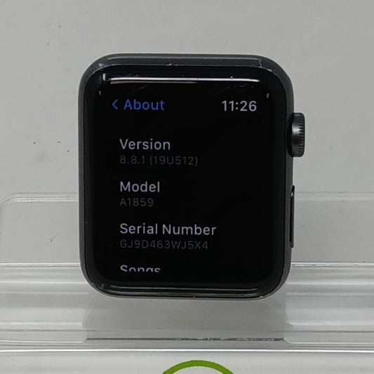 GPS Only Apple Watch Series 3 42MM Black Aluminum Black Sport Band A1859
