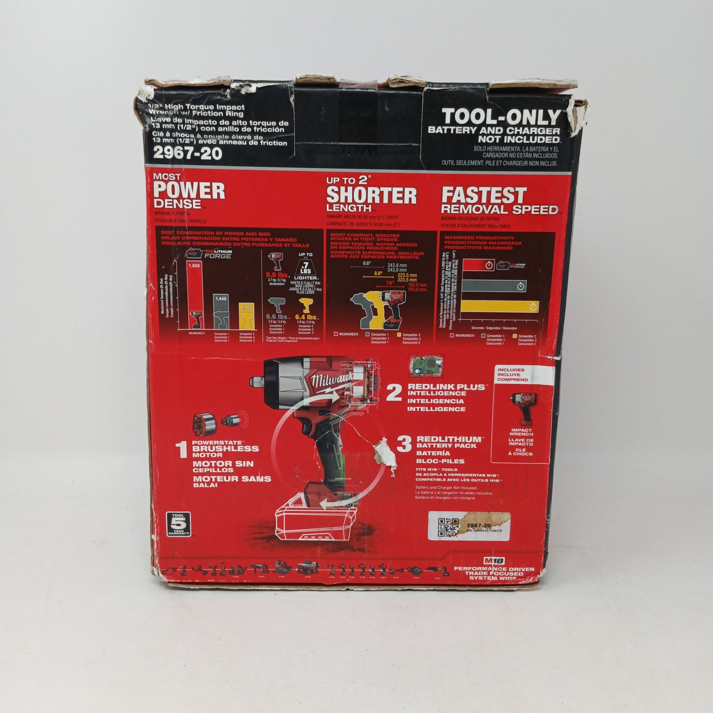 New Milwaukee 2967-20 M18 18V 1/2" Controlled Torque Compact Impact Wrench 