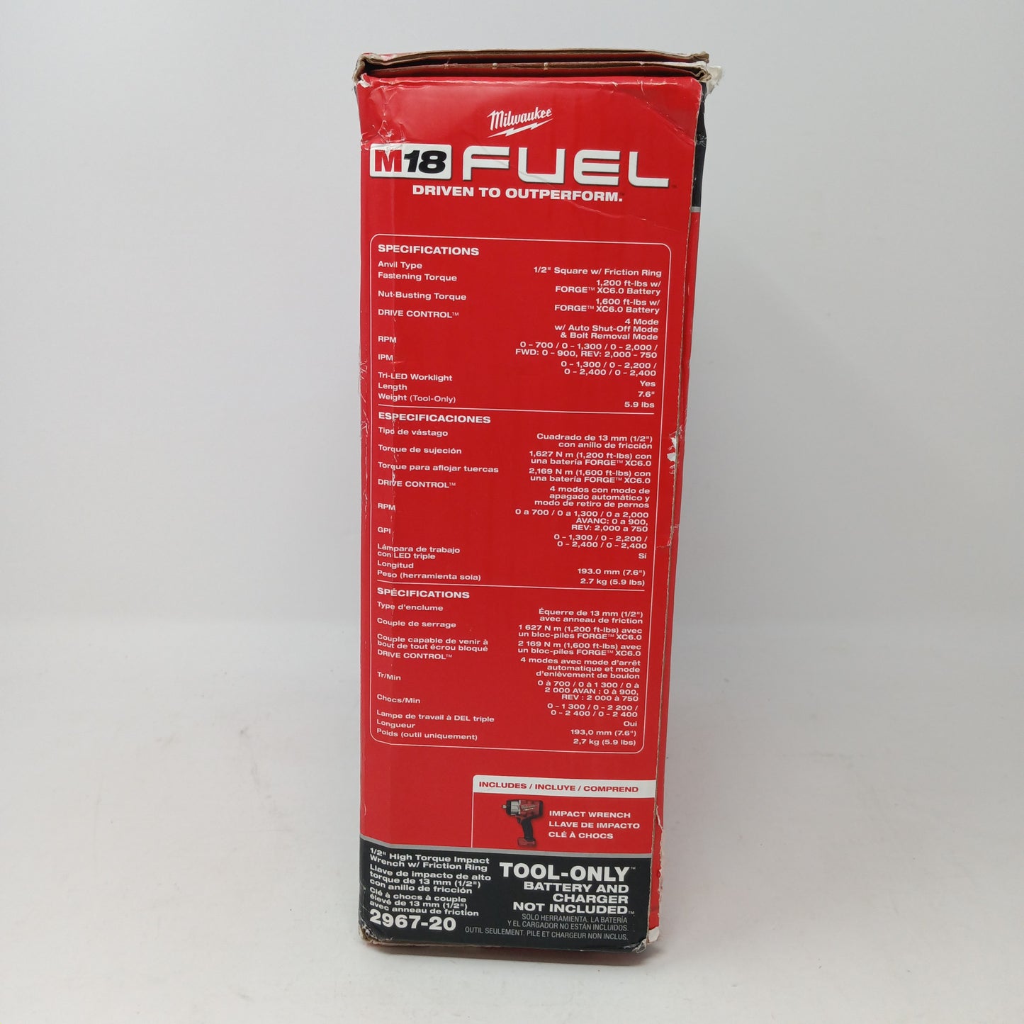 New Milwaukee 2967-20 M18 18V 1/2" Controlled Torque Compact Impact Wrench 