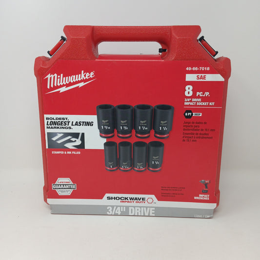 Milwaukee 8pc 3/4" dr impact socket kit 49-66-7018