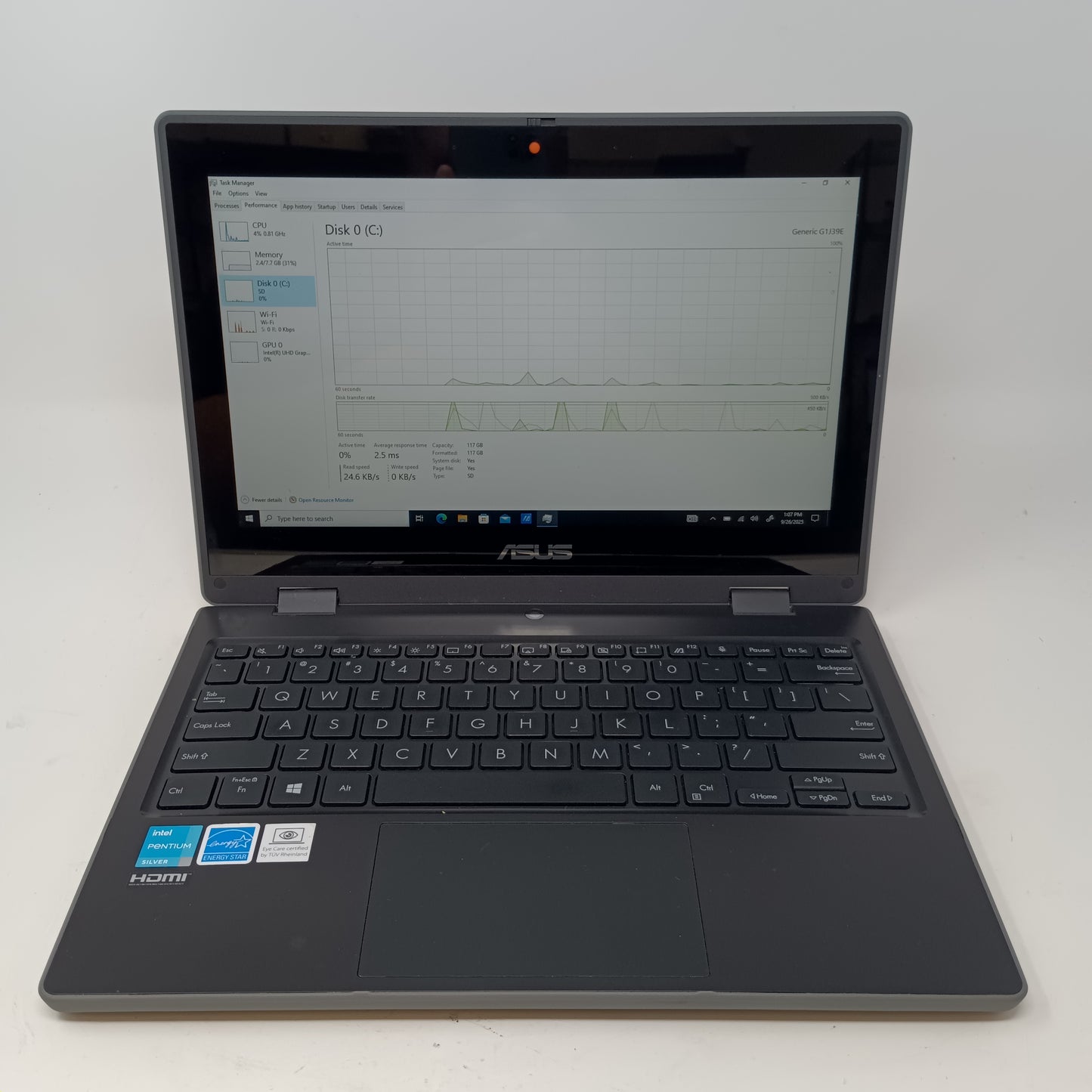 Asus BR1100fk BR1100FK 11.6 Intel Pentium Silver n6000 1.1GHz 8GB RAM 125GB HDD Intel UHD Graphics