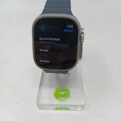 Unlocked Apple Watch Ultra 2 49MM Blue Titanium Blue Sport Band MREQ3LL/A