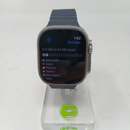 Unlocked Apple Watch Ultra 2 49MM Blue Titanium Blue Sport Band MREQ3LL/A