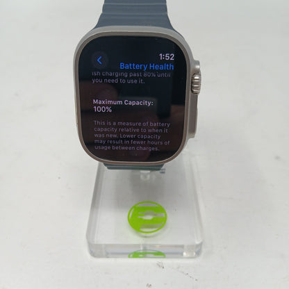 Unlocked Apple Watch Ultra 2 49MM Blue Titanium Blue Sport Band MREQ3LL/A