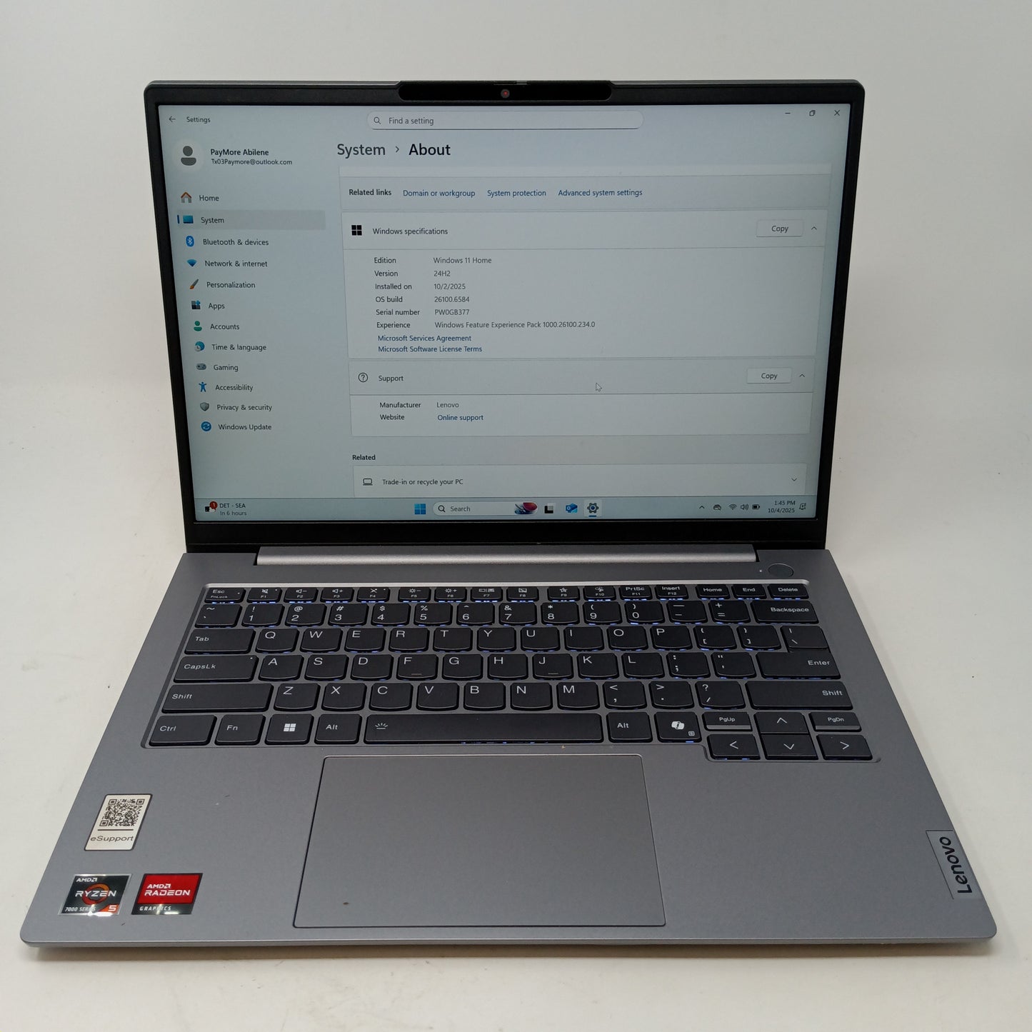 Lenovo ThinkBook G7--ARP 16" Ryzen 5 7520U 3.3GHz 8GB RAM 500GB SSD RTX 500