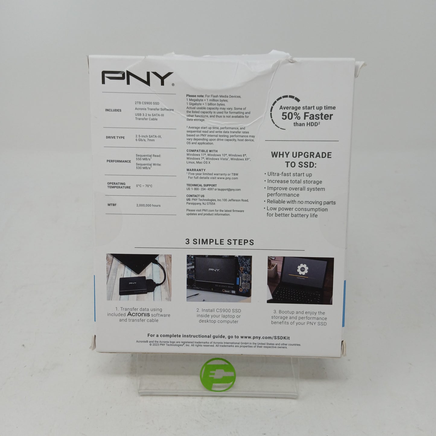 PNY 2TB CS900 2.5” Solid State SATA-III SSD Upgrade Kit w/Transfer Cable