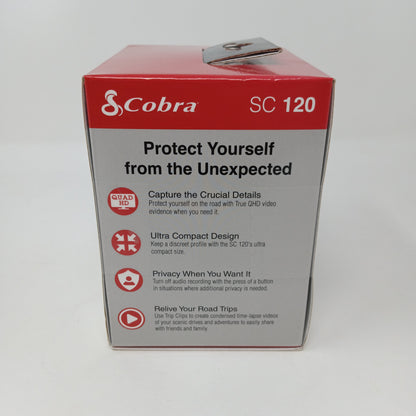 Cobra SC 120 QHD Front Camera 1440P Discreet Dash Cam 16GB WIFI
