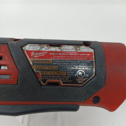 MILWAUKEE 2467-20 M12 12V 1/4" Hex Right Angle Impact Driver