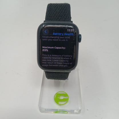GPS Only Apple Watch Series 8 45MM Blue Aluminum Black Sport Band MNUL3LL/A