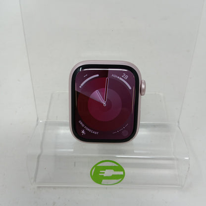 GPS Only Apple Watch Series 9 45MM Pink Aluminum Black Metal Band MR9N3LW/A