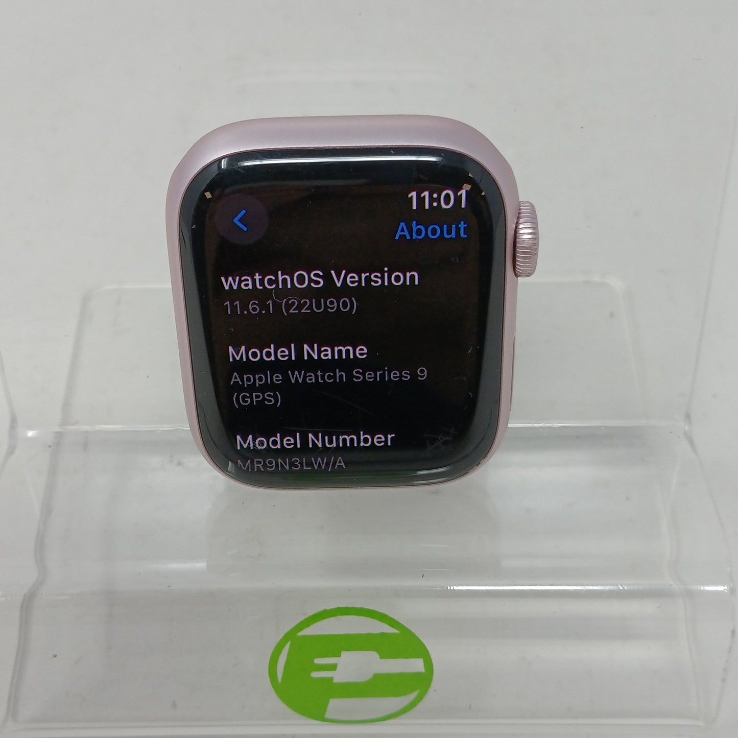 GPS Only Apple Watch Series 9 45MM Pink Aluminum Black Metal Band MR9N3LW/A