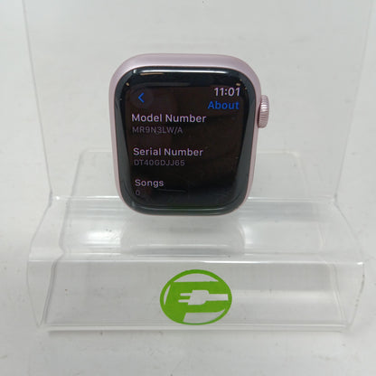 GPS Only Apple Watch Series 9 45MM Pink Aluminum Black Metal Band MR9N3LW/A