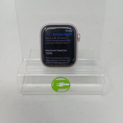 GPS Only Apple Watch Series 9 45MM Pink Aluminum Black Metal Band MR9N3LW/A