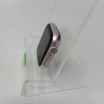 GPS Only Apple Watch Series 9 45MM Pink Aluminum Black Metal Band MR9N3LW/A