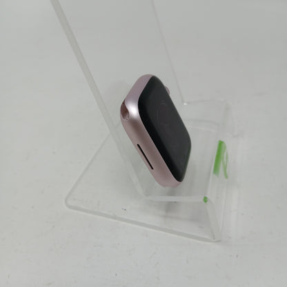 GPS Only Apple Watch Series 9 45MM Pink Aluminum Black Metal Band MR9N3LW/A