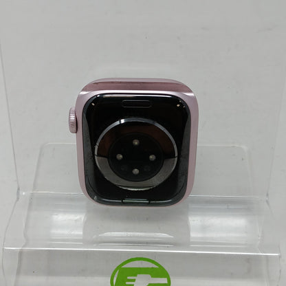 GPS Only Apple Watch Series 9 45MM Pink Aluminum Black Metal Band MR9N3LW/A