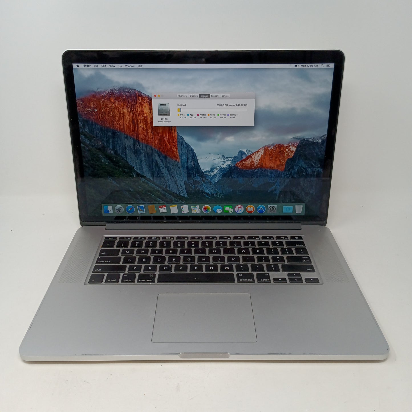 2015 Apple MacBook Pro 15" i7 2.2GHz 16GB RAM 256GB HDD Silver A1398