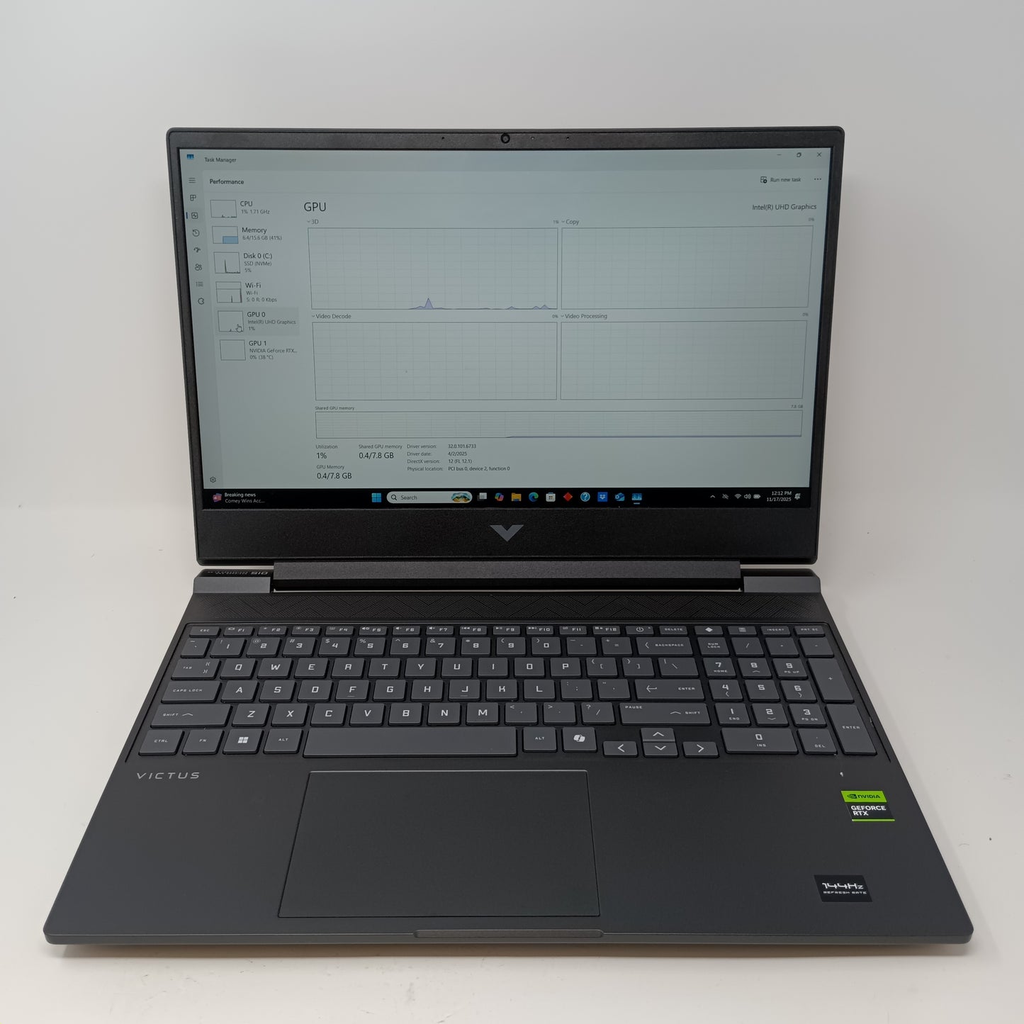 HP Victus 15-FA2082WM 15.6" i5-13420H 2.10GZ 16GB RAM 512GB SSD GeForce RTX 4050